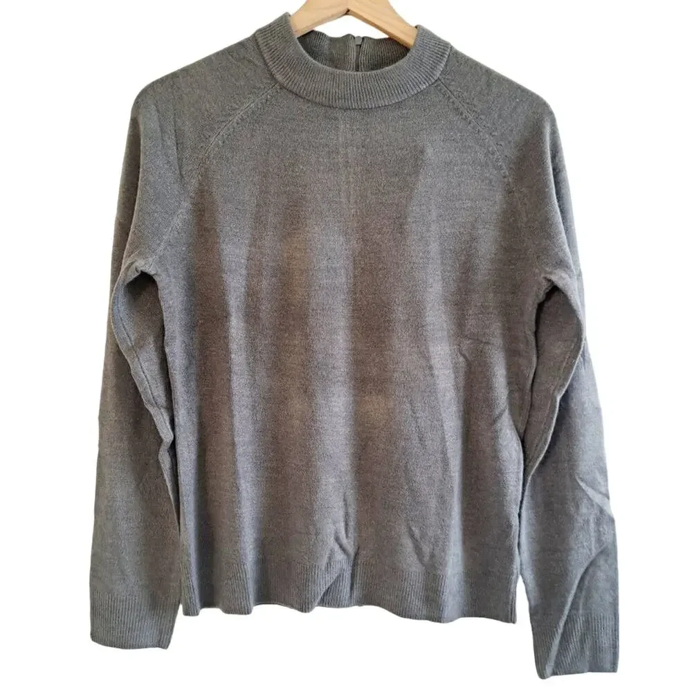 Karen Scott Mock Neck Back Zipper Sweater